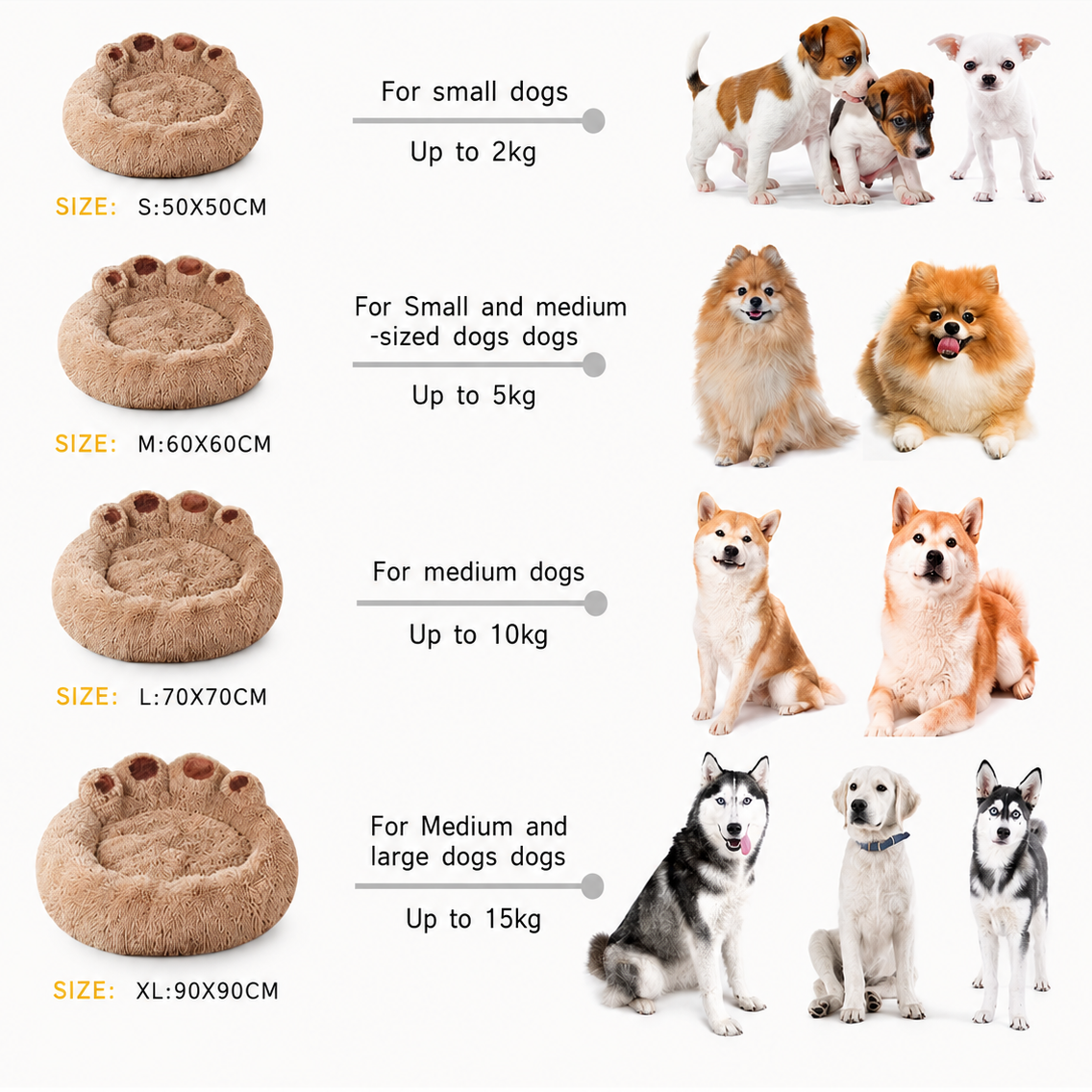 Luma Round Claw-Shaped Pet Bed Soft Plush Pet Bed