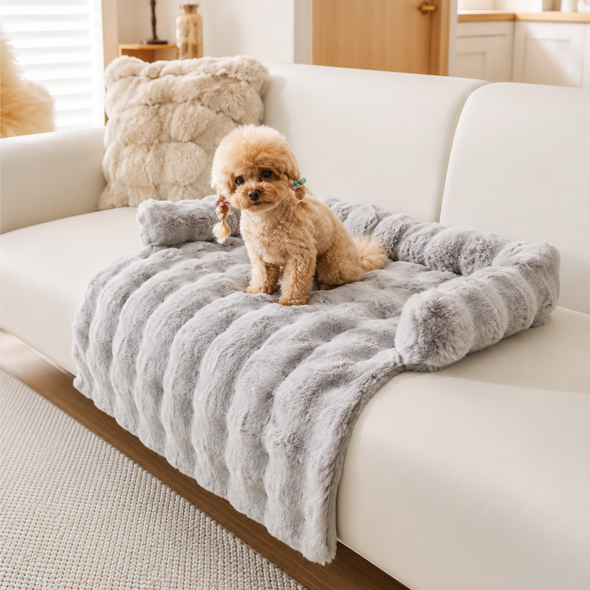 Luxury Dog Sofa Bed Plush Orthopedic Pet Couch Bed Soft Washable Raised Bolster Support Premium Indoor Dog Furniture