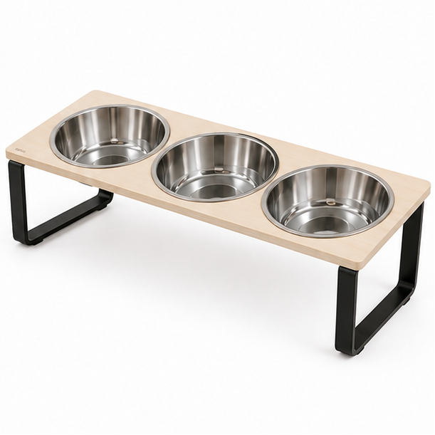 3-Bowl Raised Dog & Cat Feeder