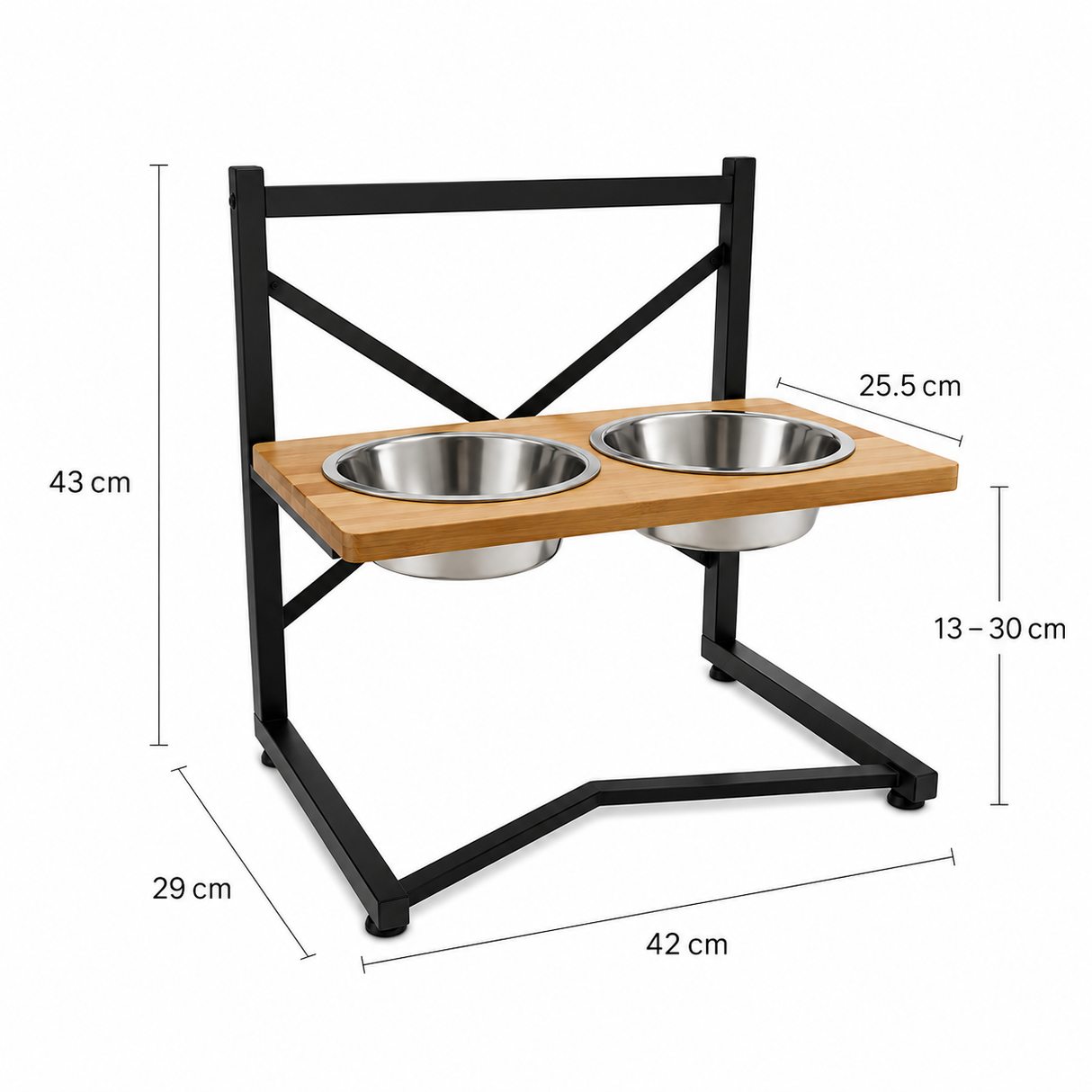 Wood & Steel Elevated Pet Bowl Stand