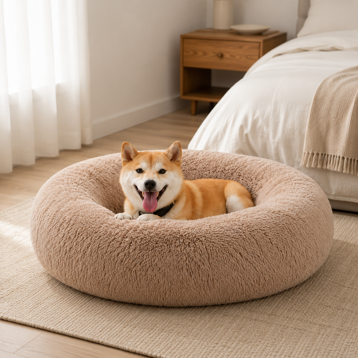 Plush Donut Calming Dog Bed