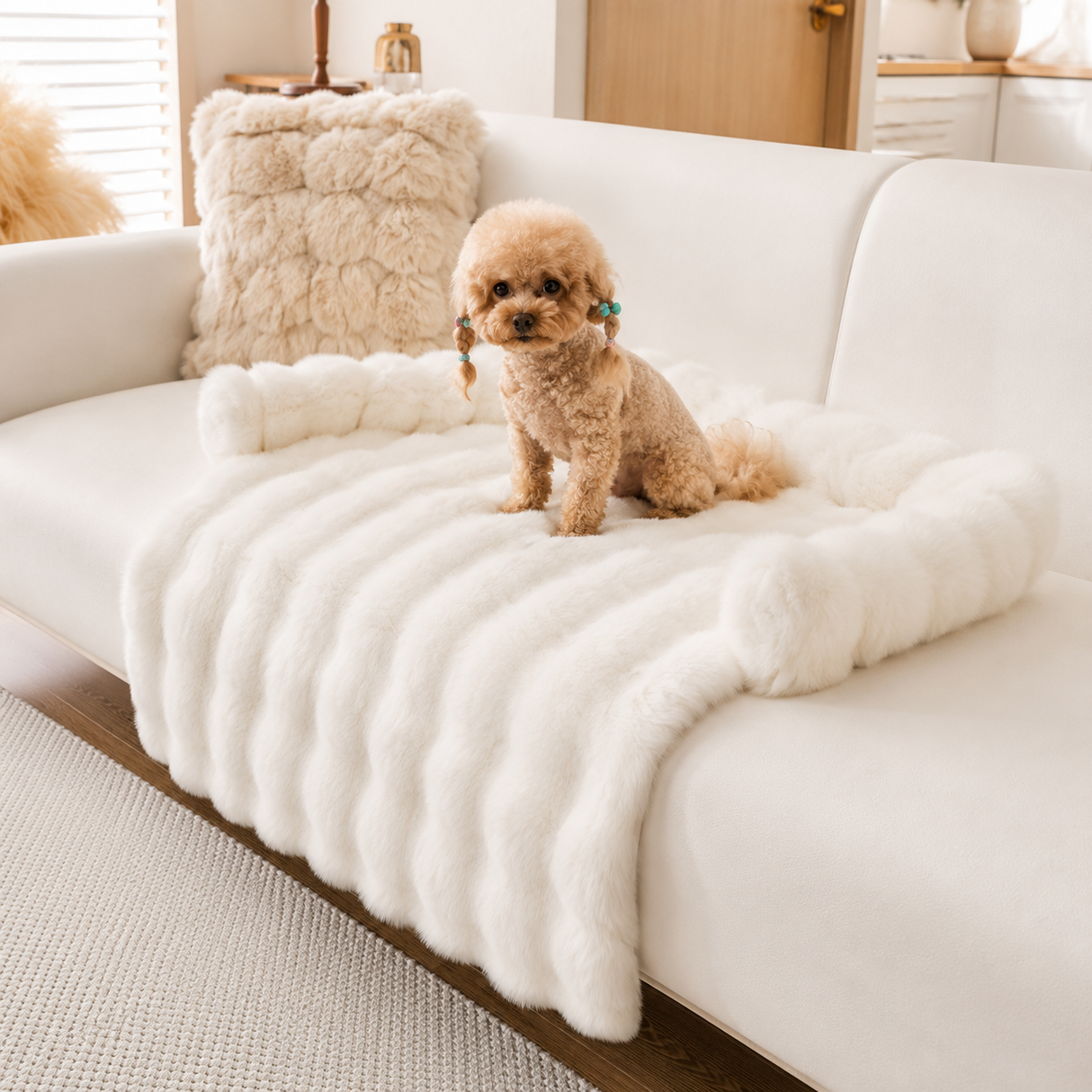Luxury Dog Sofa Bed Plush Orthopedic Pet Couch Bed Soft Washable Raised Bolster Support Premium Indoor Dog Furniture