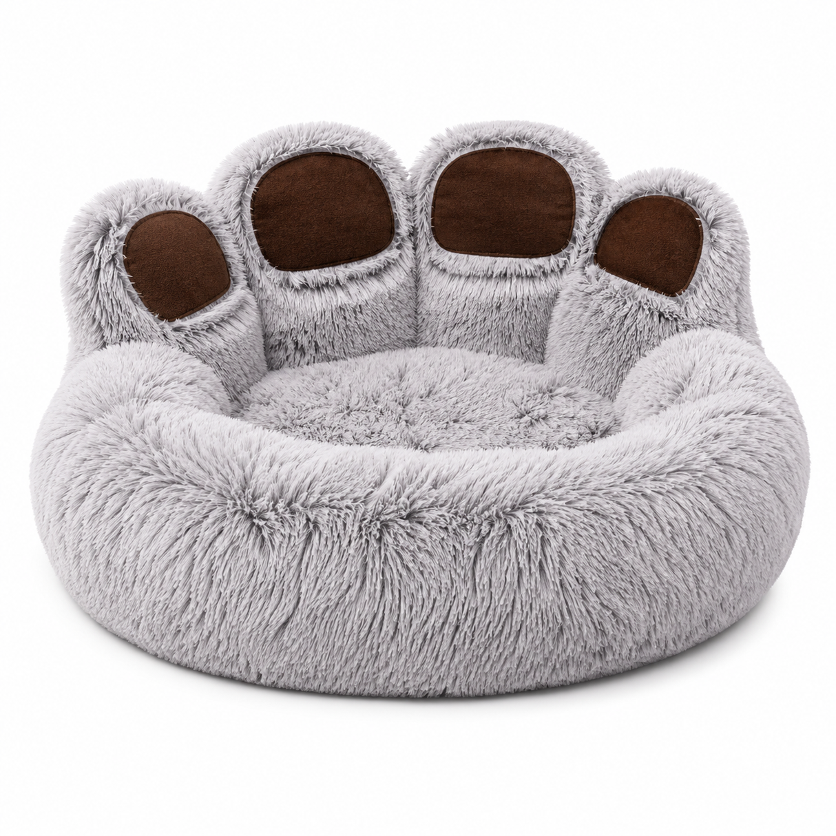 Luma Round Claw-Shaped Arctic Velvet Plush Polyester Fiber Pet Bed Cat Bed For Bedroom