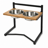 Wood & Steel Elevated Pet Bowl Stand
