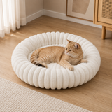Plush Ribbed Donut Cat Bed