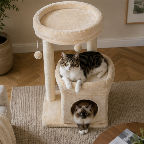 Small Plush Cat Tree with Condo