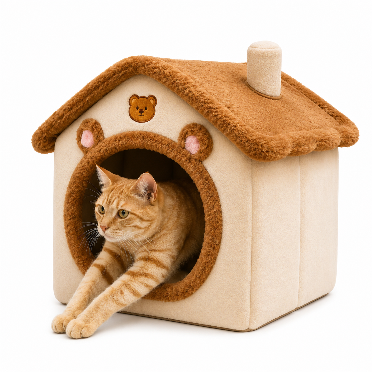 Mira House-Shaped Cat Bed Cozy Plush Cat House