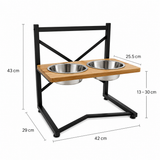 Wood & Steel Elevated Pet Bowl Stand