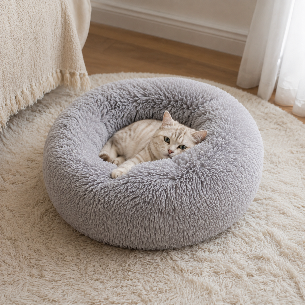 Plush Donut Cat Bed