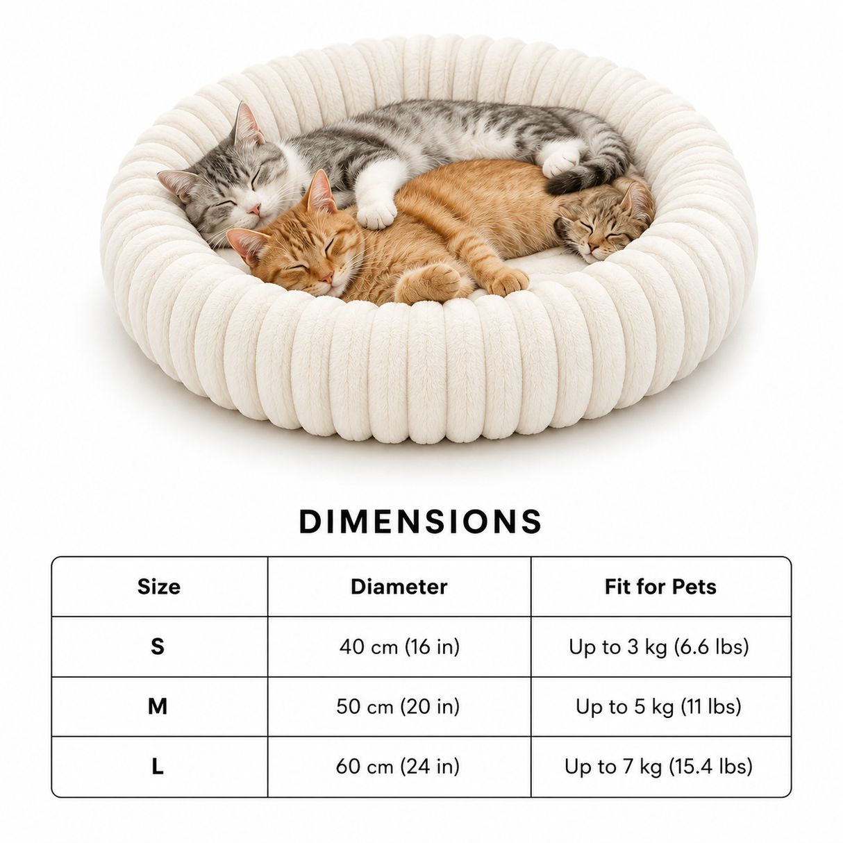 Plush Ribbed Donut Cat Bed