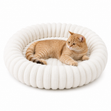 Plush Ribbed Donut Cat Bed