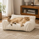 Plush Ribbed Cat Sofa Bed