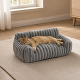 Plush Ribbed Cat Sofa Bed