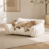 Plush Ribbed Cat Sofa Bed