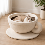 Cozy Coffee Cup Cat Bed