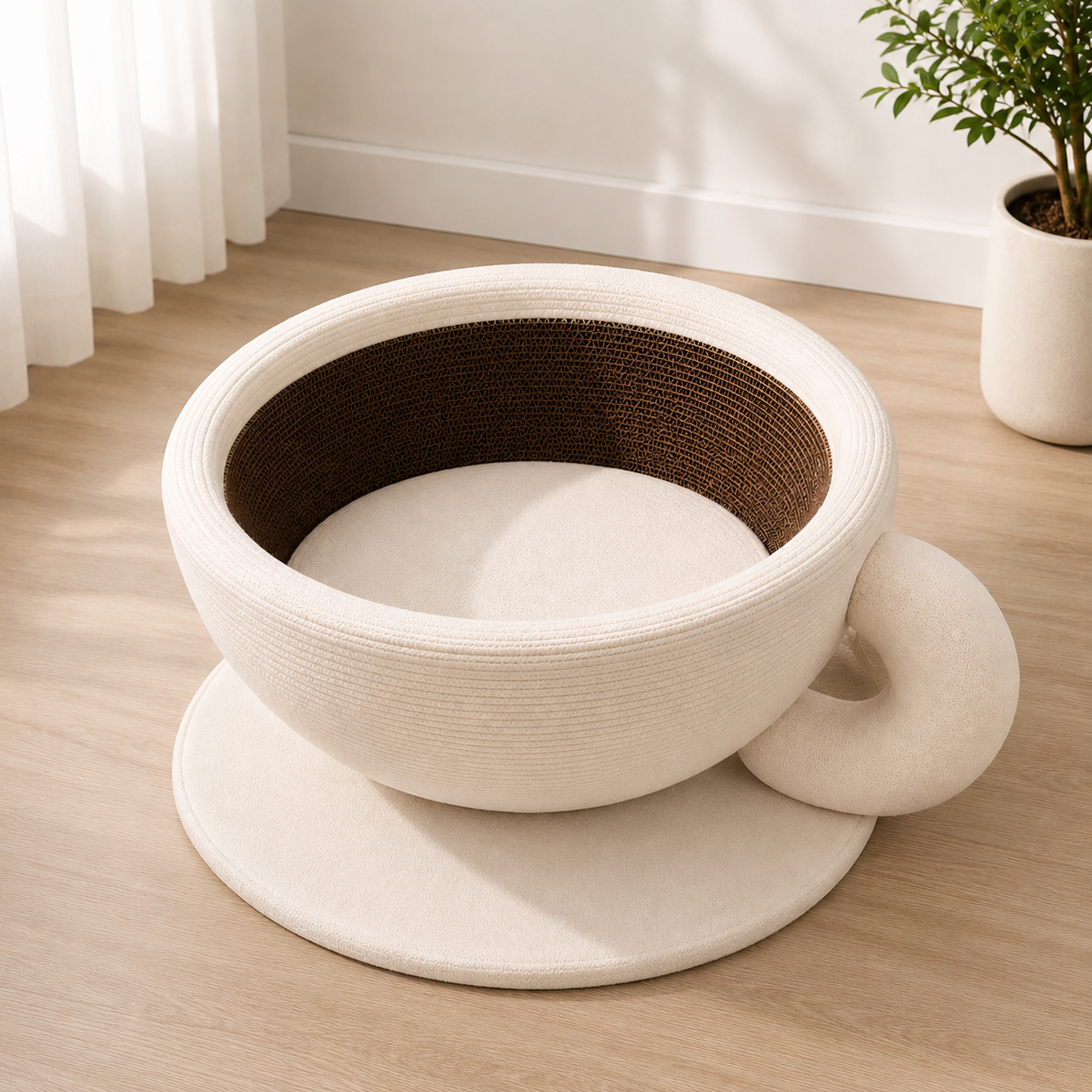 Cozy Coffee Cup Cat Bed
