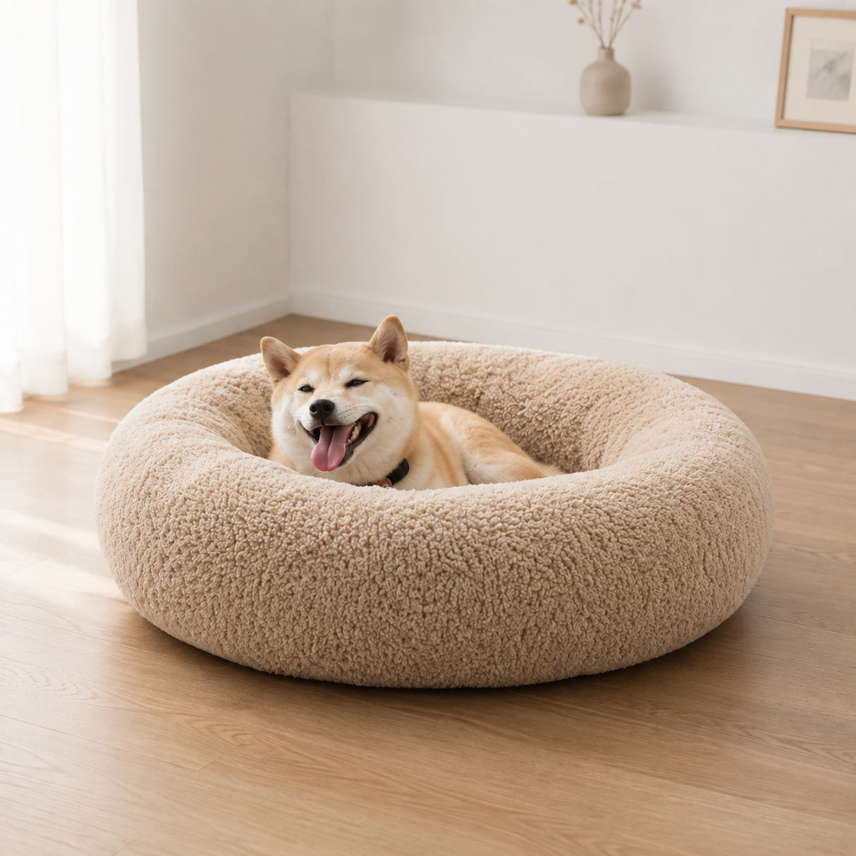 Plush Donut Calming Dog Bed