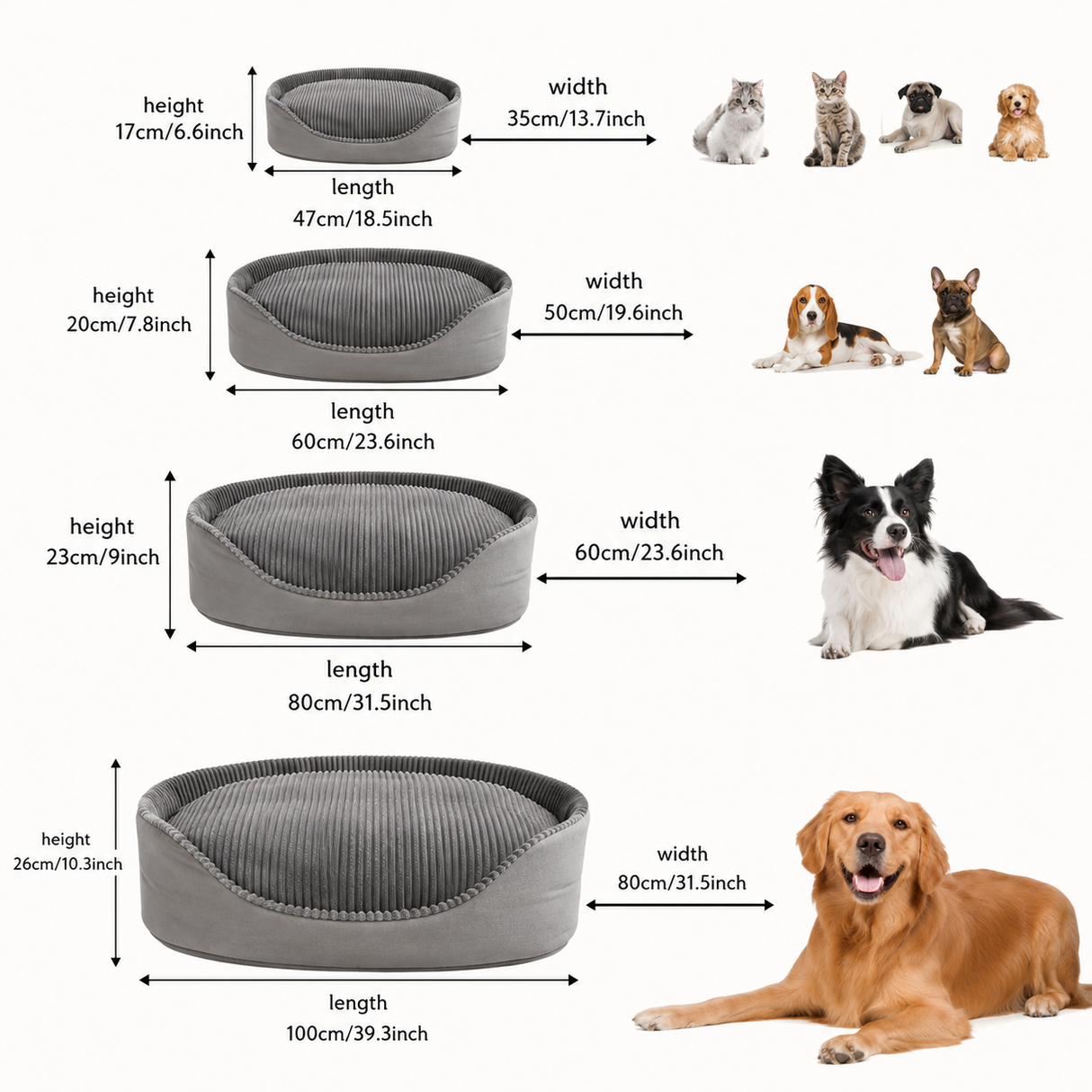 Washable Plush Dog Bed Soft Cozy Dog Sofa Bed Calming Pet Bed Machine Washable Luxury Dog Bed for Small Medium Large Dogs