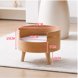 Round Wooden Cat Bed Luxury Elevated Cat Bed Modern Indoor Cat House Cozy Cat Sofa Bed Wooden Pet Bed for Cats Kittens