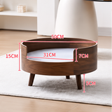 Round Wooden Cat Bed Luxury Elevated Cat Bed Modern Indoor Cat House Cozy Cat Sofa Bed Wooden Pet Bed for Cats Kittens