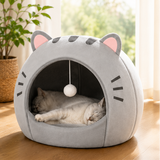 Cartoon Cat Bed Plush Cat Cave House Cozy Indoor Cat Bed Soft Kitten Bed Pet Tent for Small Cats Puppies and Small Dogs